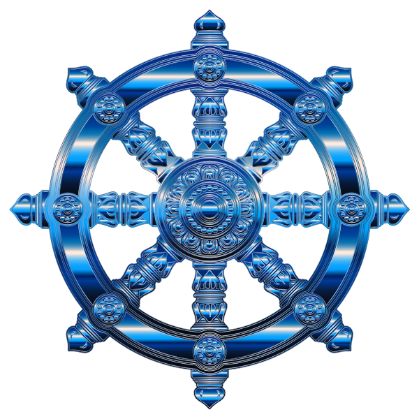 Cobalt Ornate Dharma Wheel
