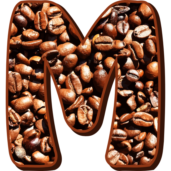 M with coffee beans