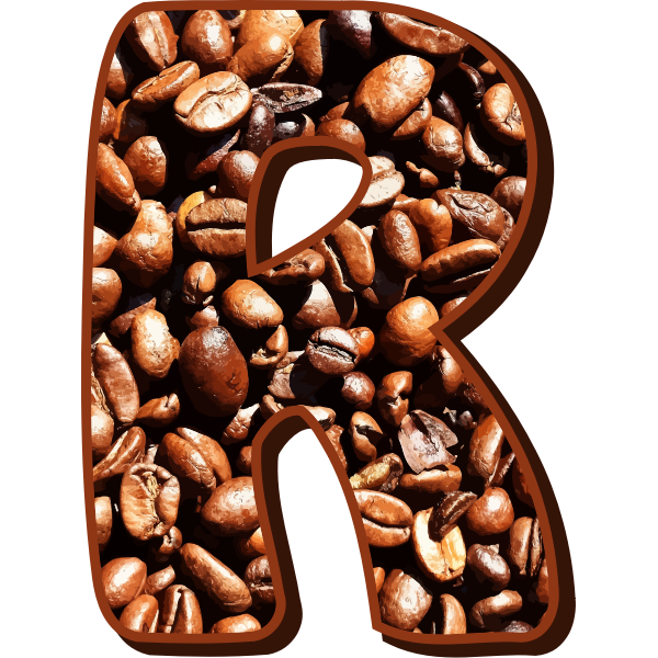 Letter R in coffee beans