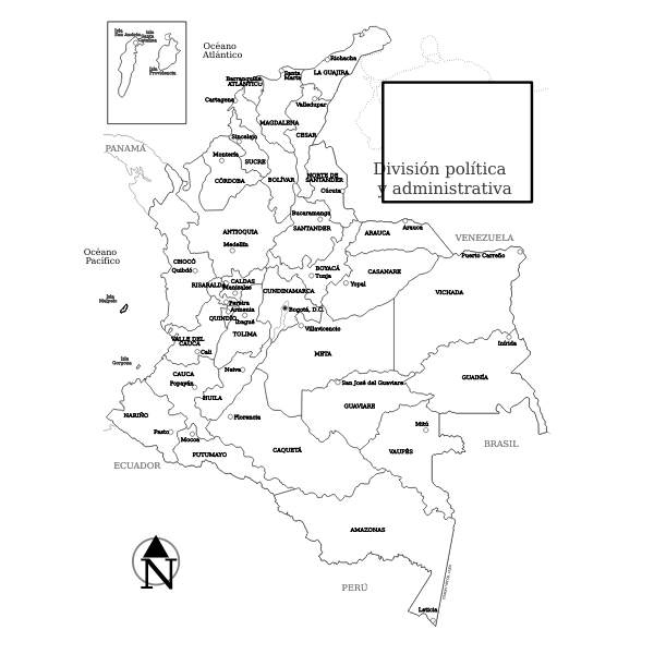 Colombia regions map vector image