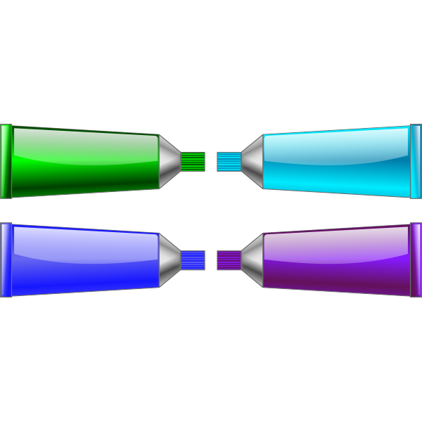 Image of green, blue, purple and cyan colour tubes