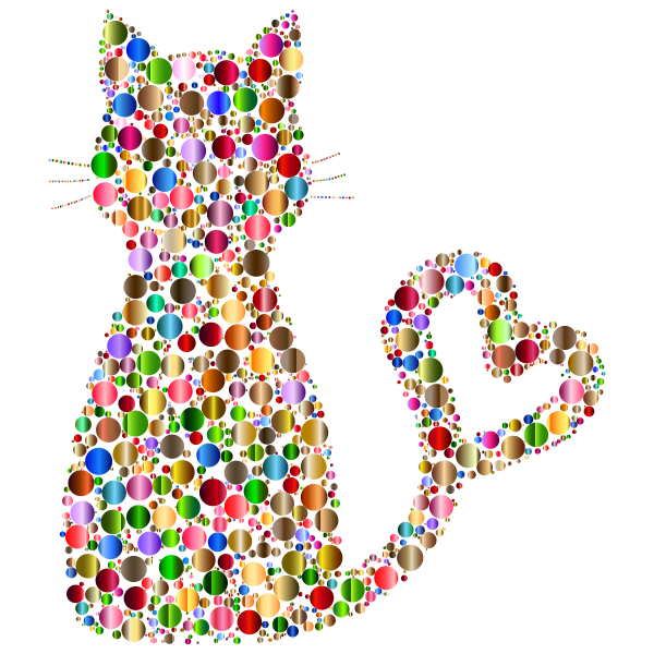 Colorful Cat Heart Tail Circles 8