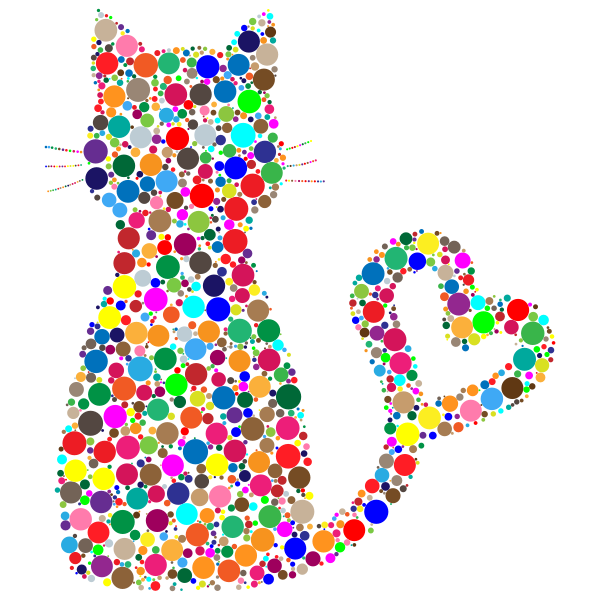 Colorful Cat Heart Tail Circles