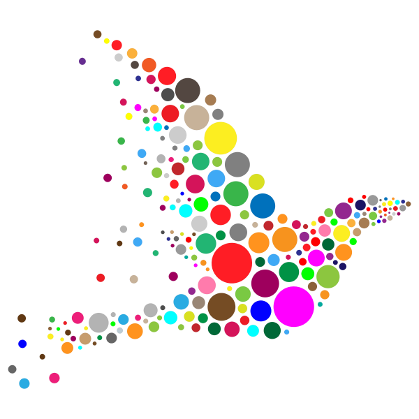 Vector drawing colored circles forming a bird shape