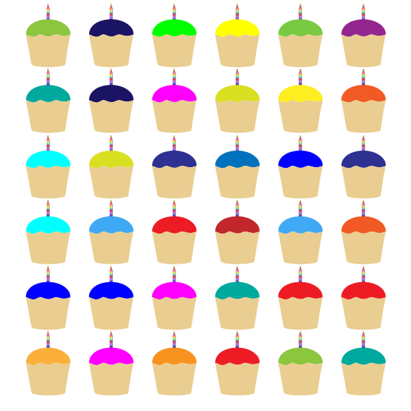 Colorful Cupcakes With Candles Pattern