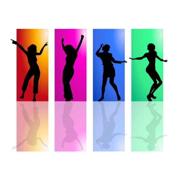 Colorful Dancing Women Silhouette