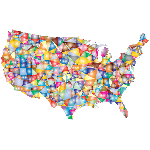Colorful Low Poly America USA Map