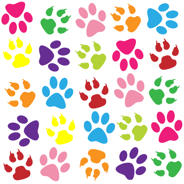 Colorful Paw Prints Pattern Background