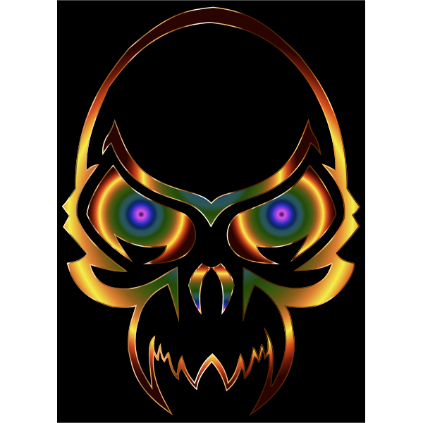 Colorful Skull 2 With Black Background