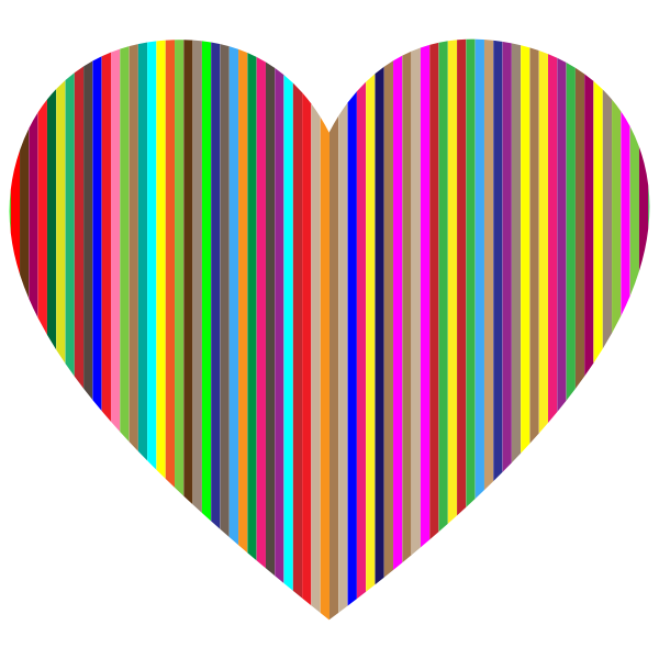 Colorful Vertical Striped Heart