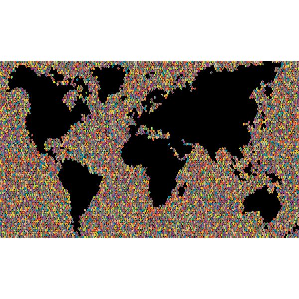 Map of the world made of tiles