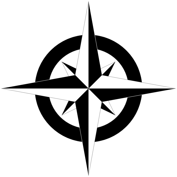 Compass rose in black and white