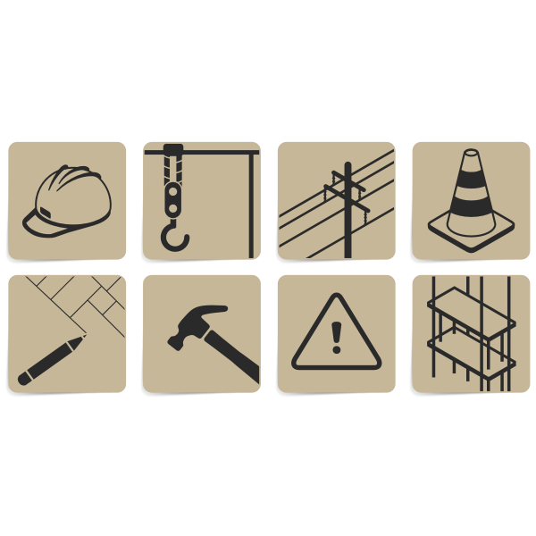 Vector drawing of set of construction site symbols