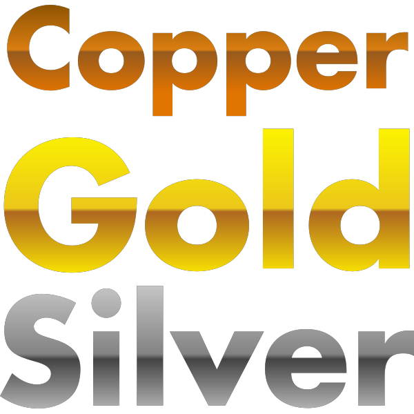 Copper, gold, and silver gradients