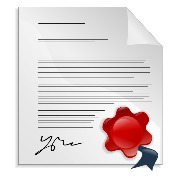 Document with signature and seal vector image