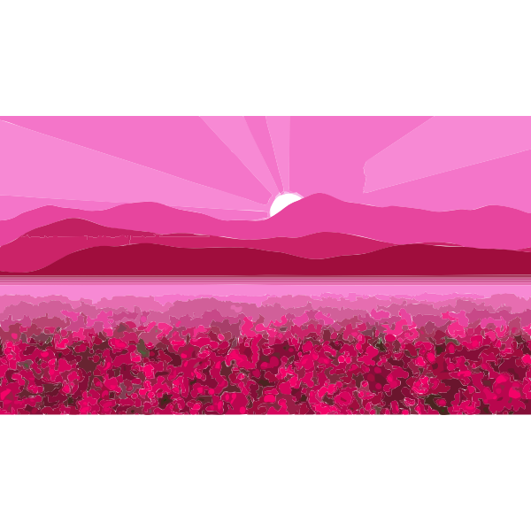 Pink illustration of flowery field