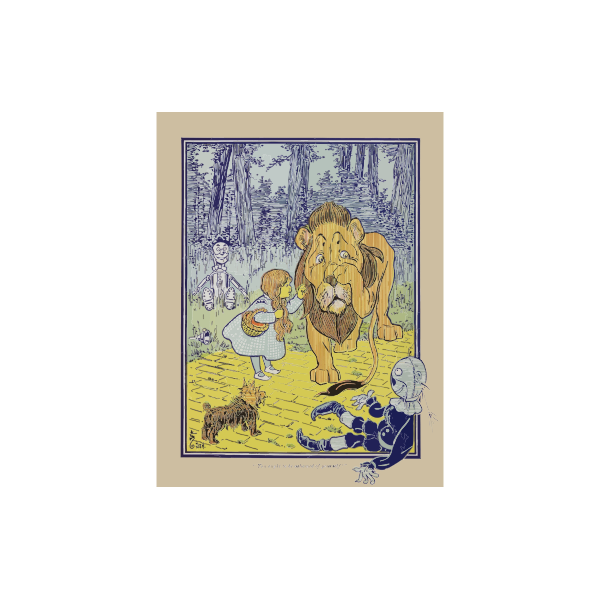 Cowardly lion Wizard of Oz poster vector clip art