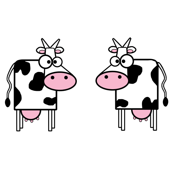 Two cows vector drawing