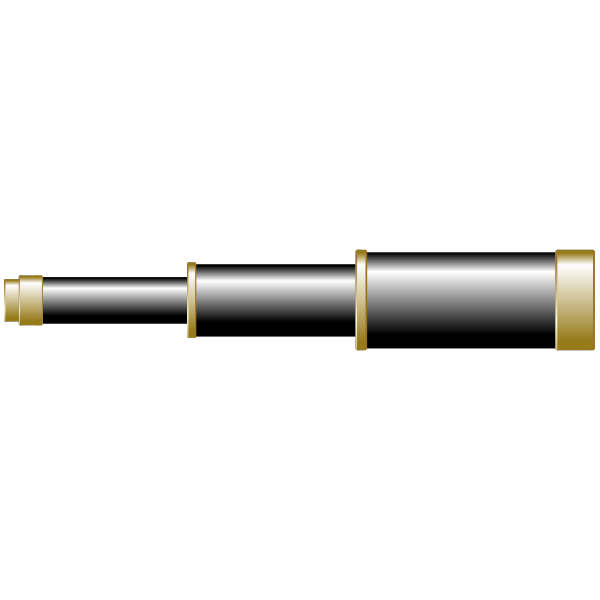 Vector clip art of black spyglass with brass rings