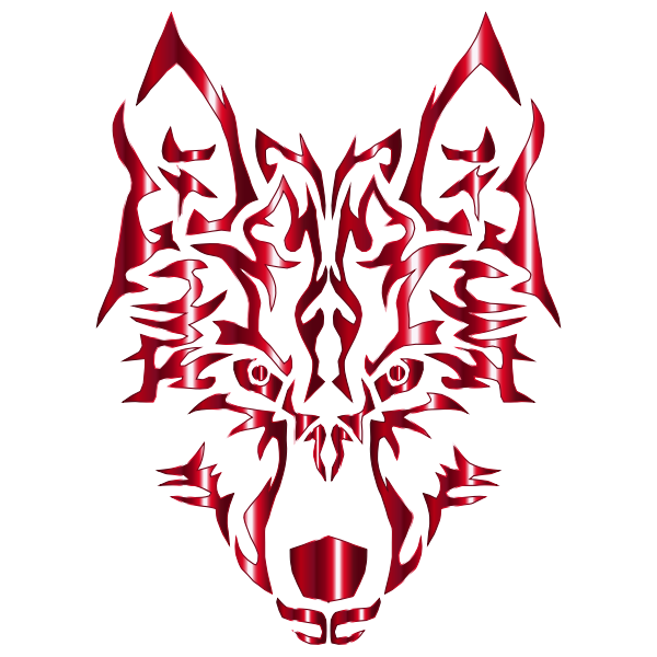 Crimson Symmetric Tribal Wolf No Background