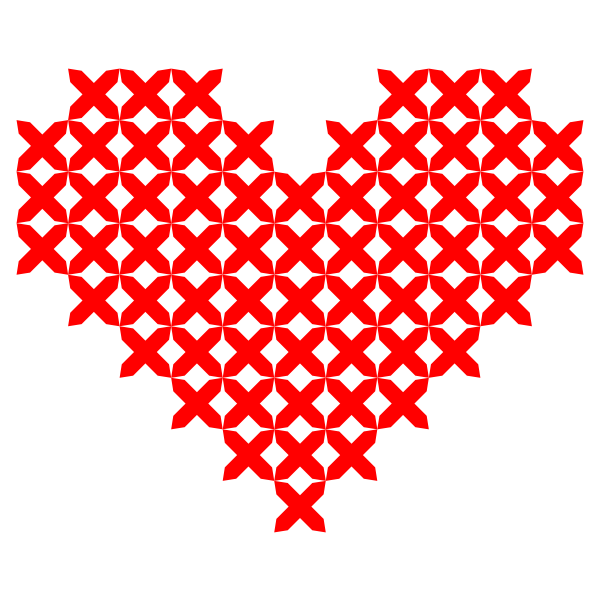 Cross Stitched Heart Red