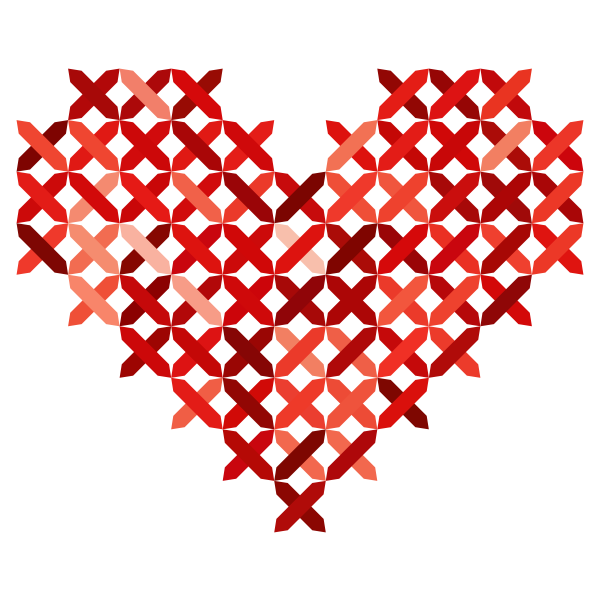 Cross Stitched Heart Reddish