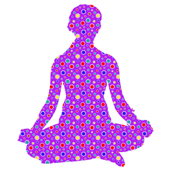 Cute Floral Female Yoga Pose Silhouette 7 Variation 2