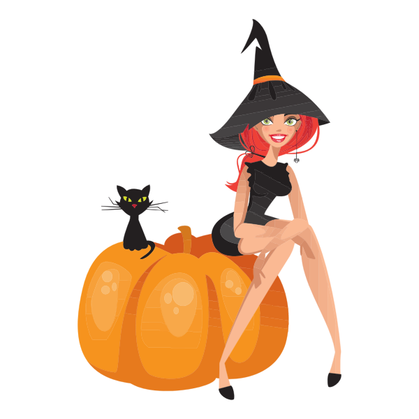 Witch sitting on a pumpkin