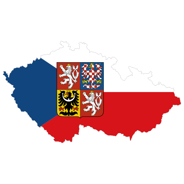 Czech Republic Map Flag With Stroke And Coat Of Arms