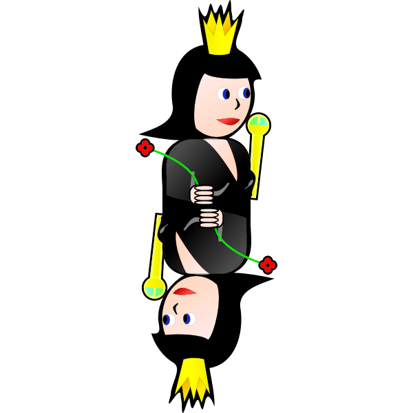 Double Queen of Spades cartoon vector clip art