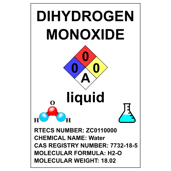 Dihydrogen oxide - funny water bottle label | Free SVG