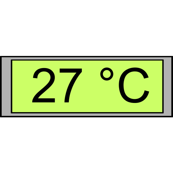 Digital temperature display "27 degrees" vector image