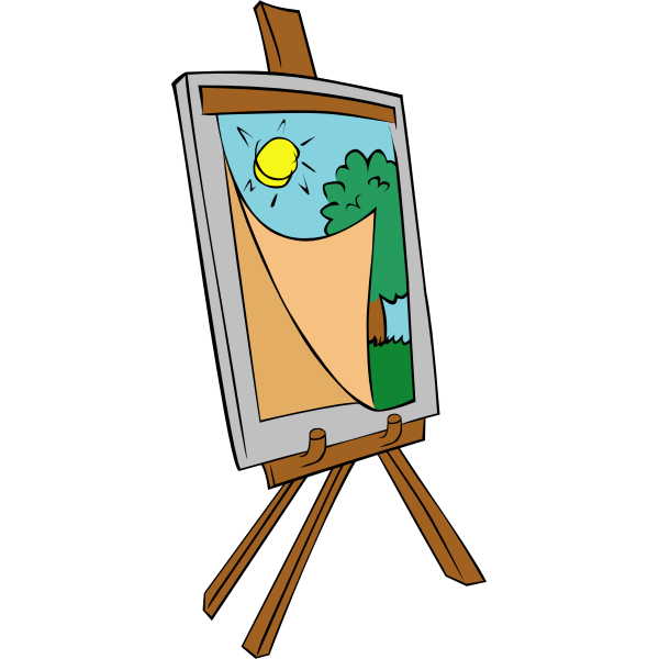 Easel with kids painting vector image