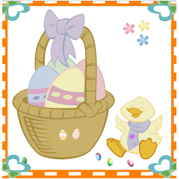 Easter Egg Basket And Duckling