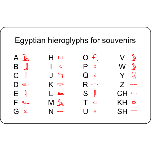 Egyptian hieroglyphs for souvenirs