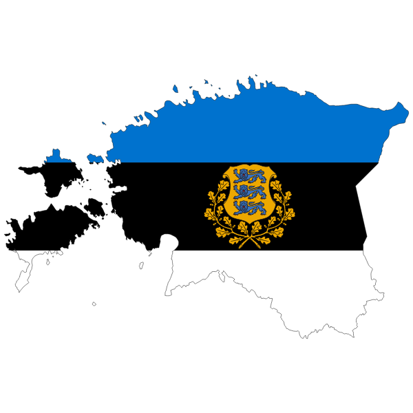 Estonia Map Flag With Stroke And Coat Of Arms