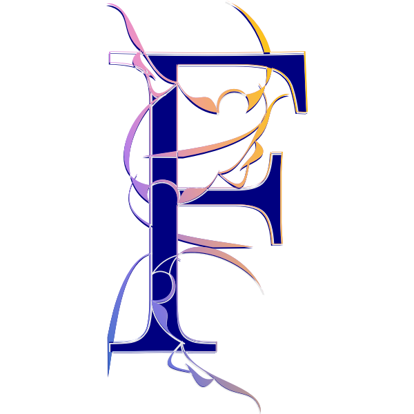 Vector illustration of decorated letter F
