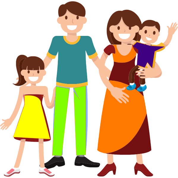 Happy Family Color Illustration