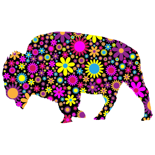 Floral Bison Silhouette