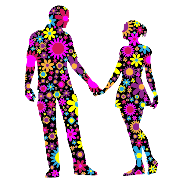 Floral Couple Silhouette