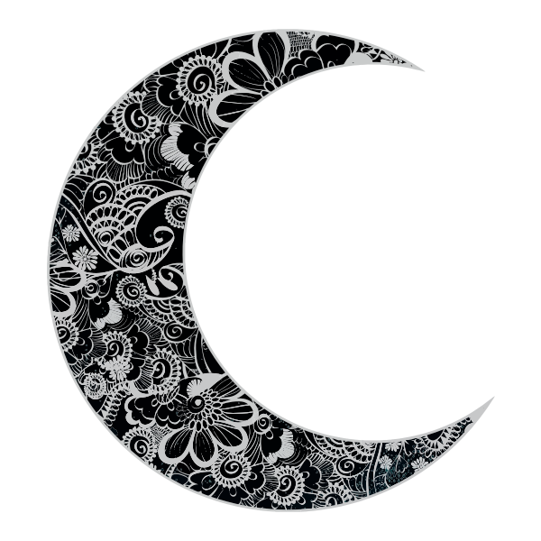 Vector clip art of floral crescent moon | Free SVG