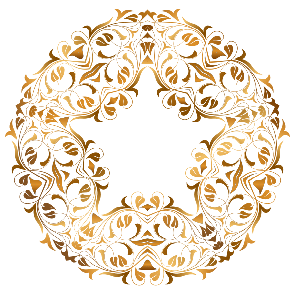 Circular botanic golden frame