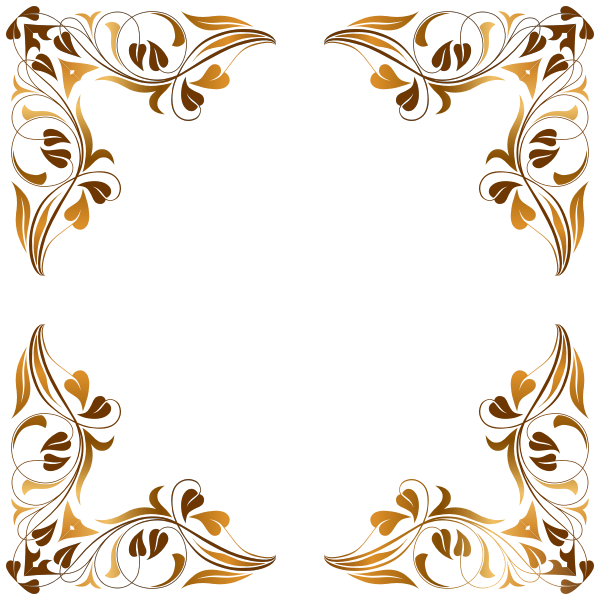 Vector illustration of four floral corner decorations in brown