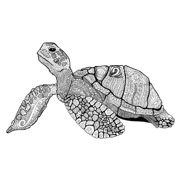 Download Floral Sea Turtle Line Monochrome Art Free Svg