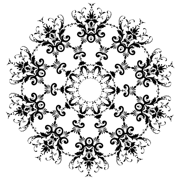 Round floral vector silhouette