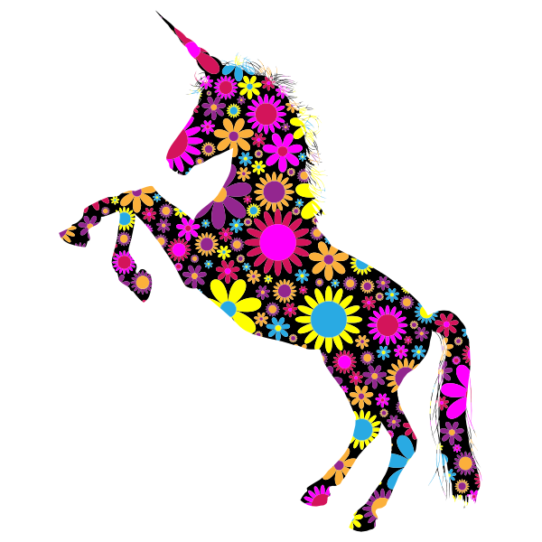 Floral unicorn silhouette