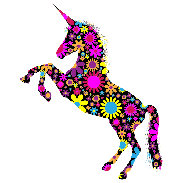 Download Floral Unicorn Silhouette Free Svg PSD Mockup Templates