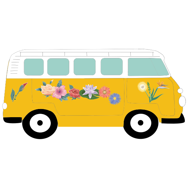 Floral Volkswagen Camper Free Svg