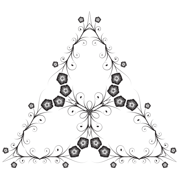 Flowery triangle vector silhouette