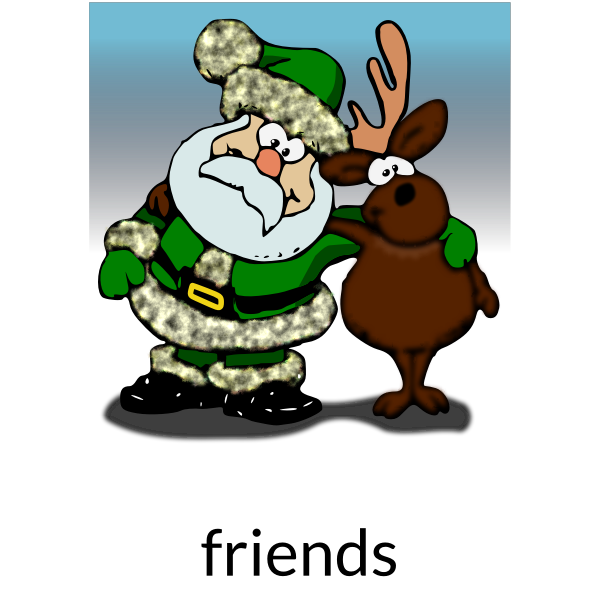 Vector graphics of Santa Claus and raindeer as friends
